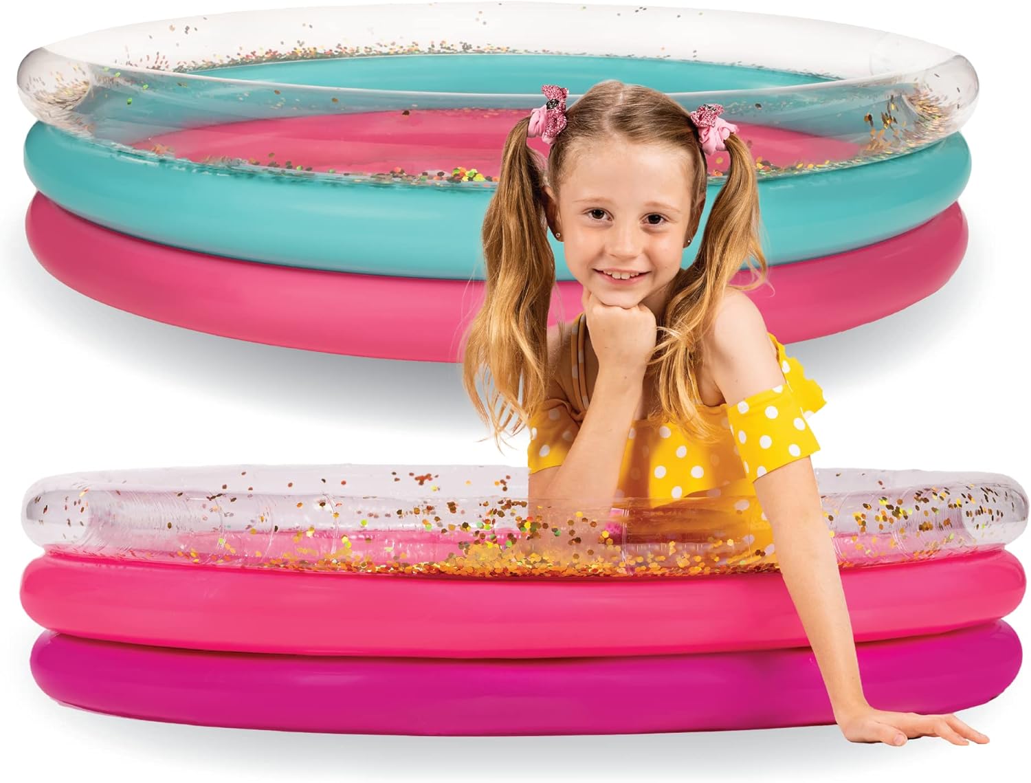 Sloosh 2 Pack Like Nastya Inflatable Kiddie Pool for Kids, 45 x 10 Inflatable Swimming Pool, Water Baby Pool with Glitters Flor Backyard Family Seasonal Merriment 