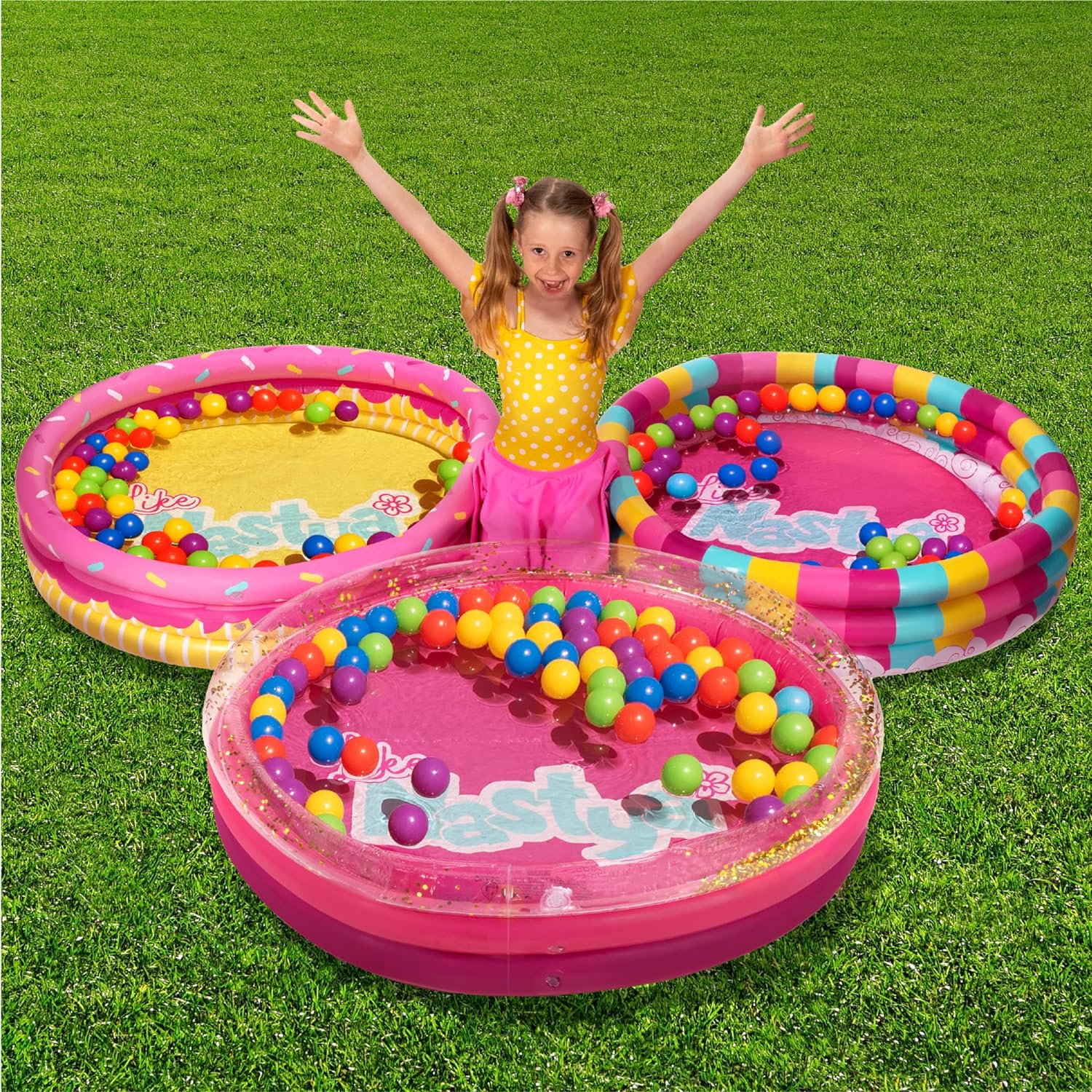 Sloosh 3 Pack Like Nastya Inflatable Kiddie Pool for Kids, 45 x 10 Inflatable Swimming Pool, Water Baby Pool Flor Backyard Family Seasonal Merriment 