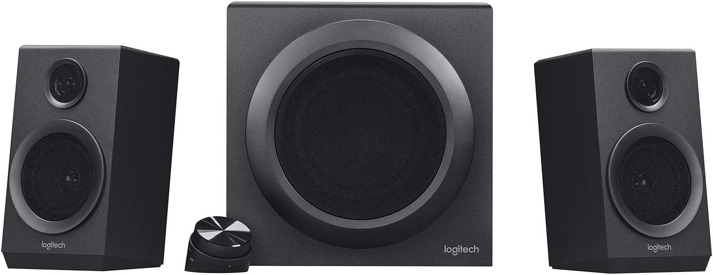 Logitech Z333 2.1 Speakers  Easy-access Volume Control, Headphone Jack  PC, Mobile Device, TV, DVD/Blueray Player, and Game Console Compatible, Black