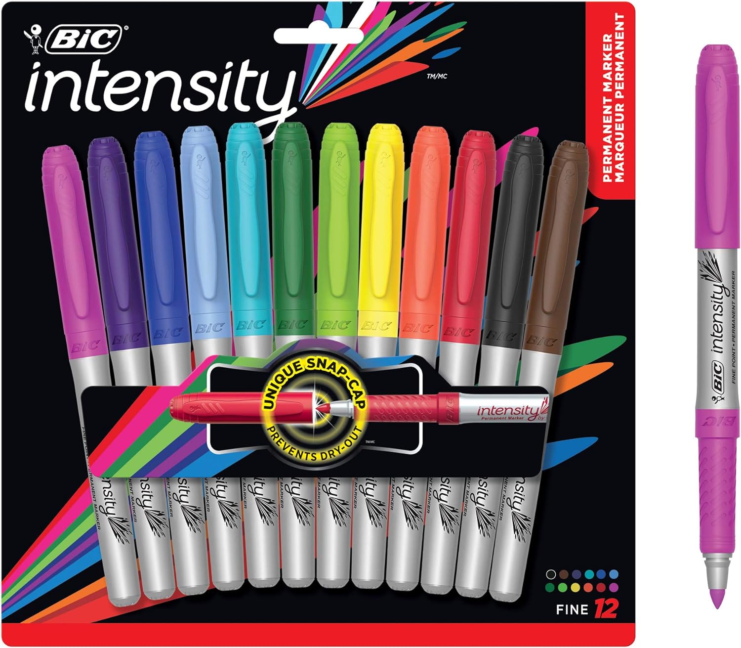  BIC Mark-it Gripster Permanent Markers (BICGPMAP12ASST), assorted, 12-count 