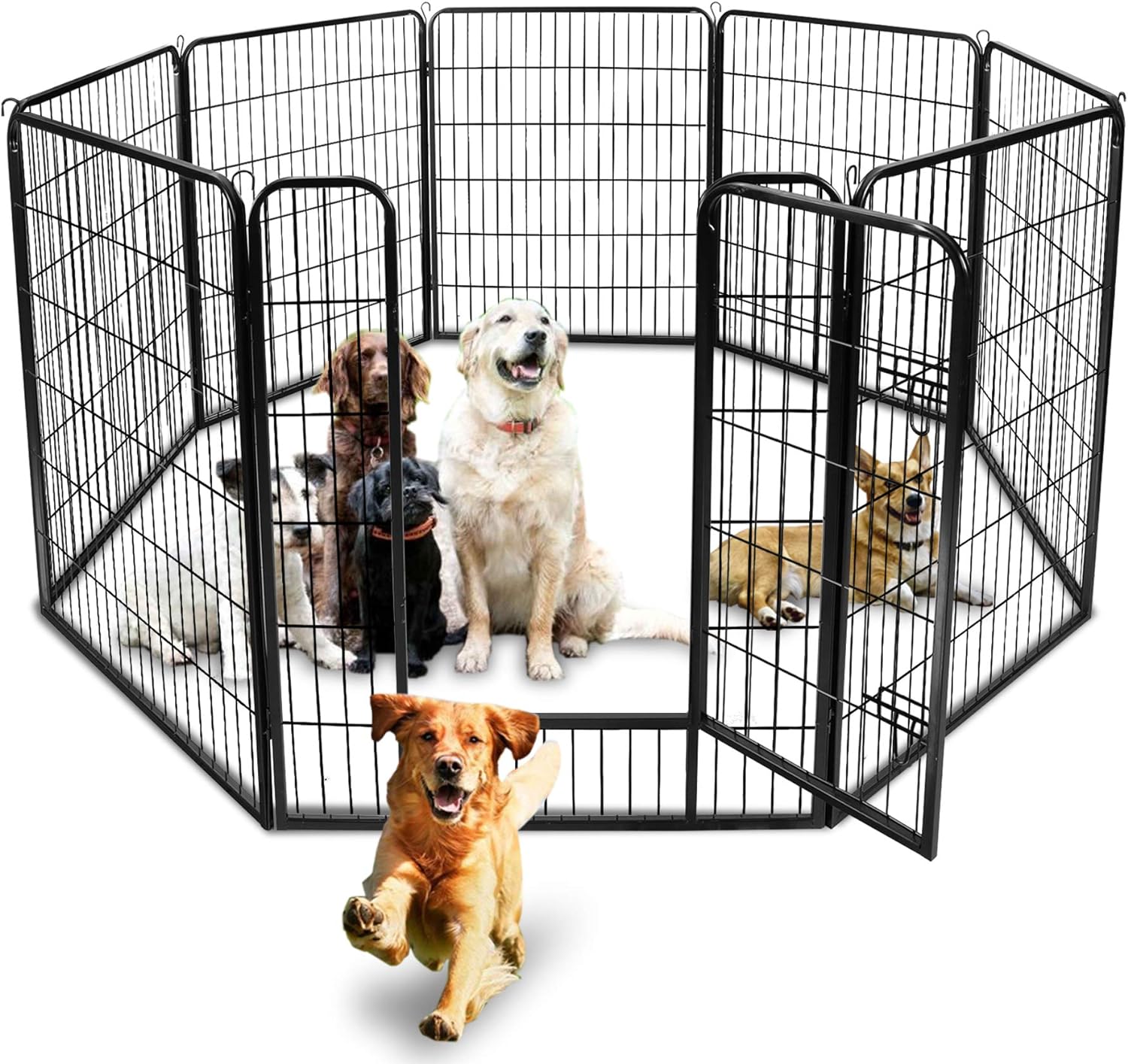 ZENY Dog Fences for the Yard, Camping, Dog Pens Outdoor, Dog Pen Indoor, 8 Panels Dog Playpen for Small/Medium/ Dogs, 40 Inch Height Pet Exercise Pen for Rabbit /Puppy/Small Animals