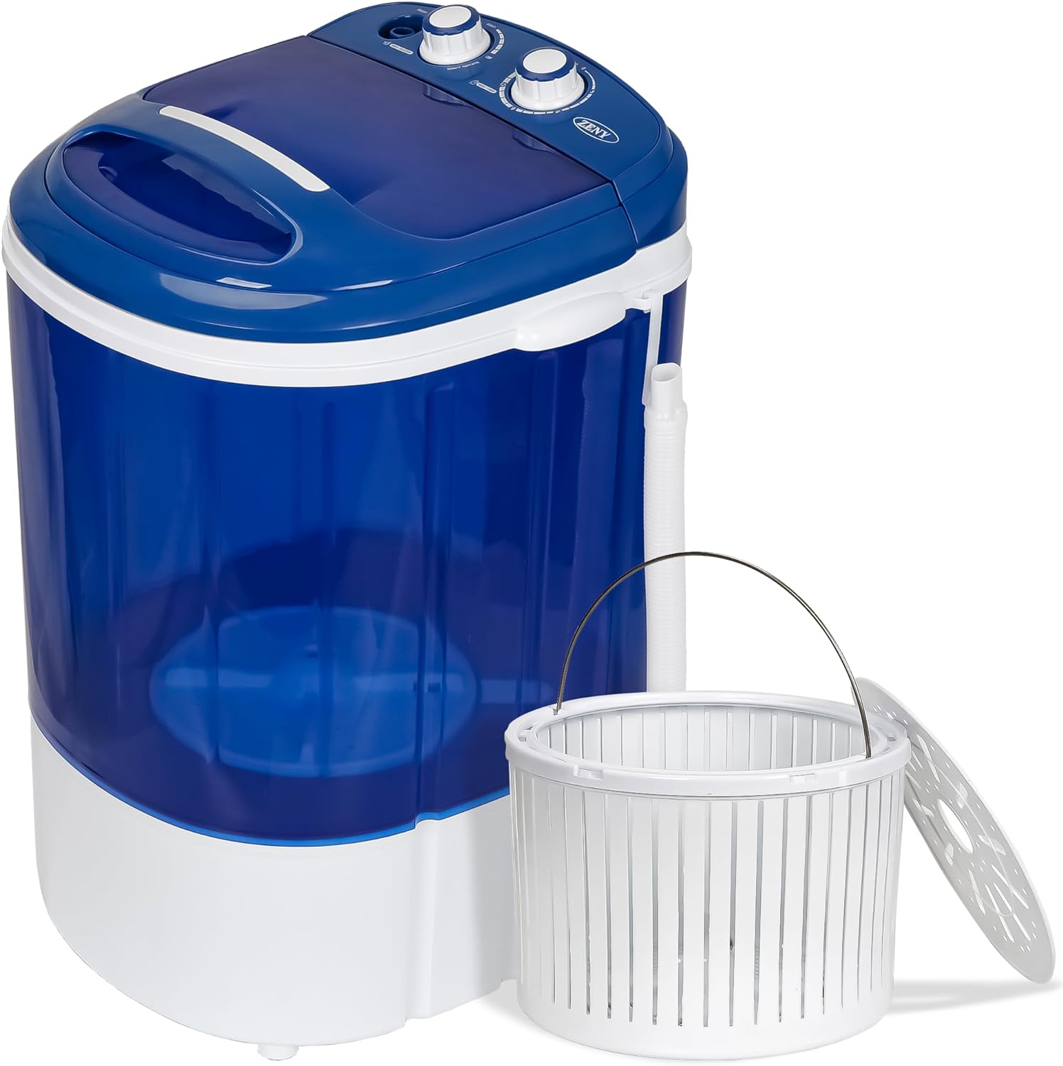 ZENY Portable Mini Washing Machine 5.7 lbs Washing Capacity Semi-Automatic Compact Washer Spinner Small Cloth Washer Laundry Appliances for Apartment, RV, Camping, Single Translucent Tub Blue