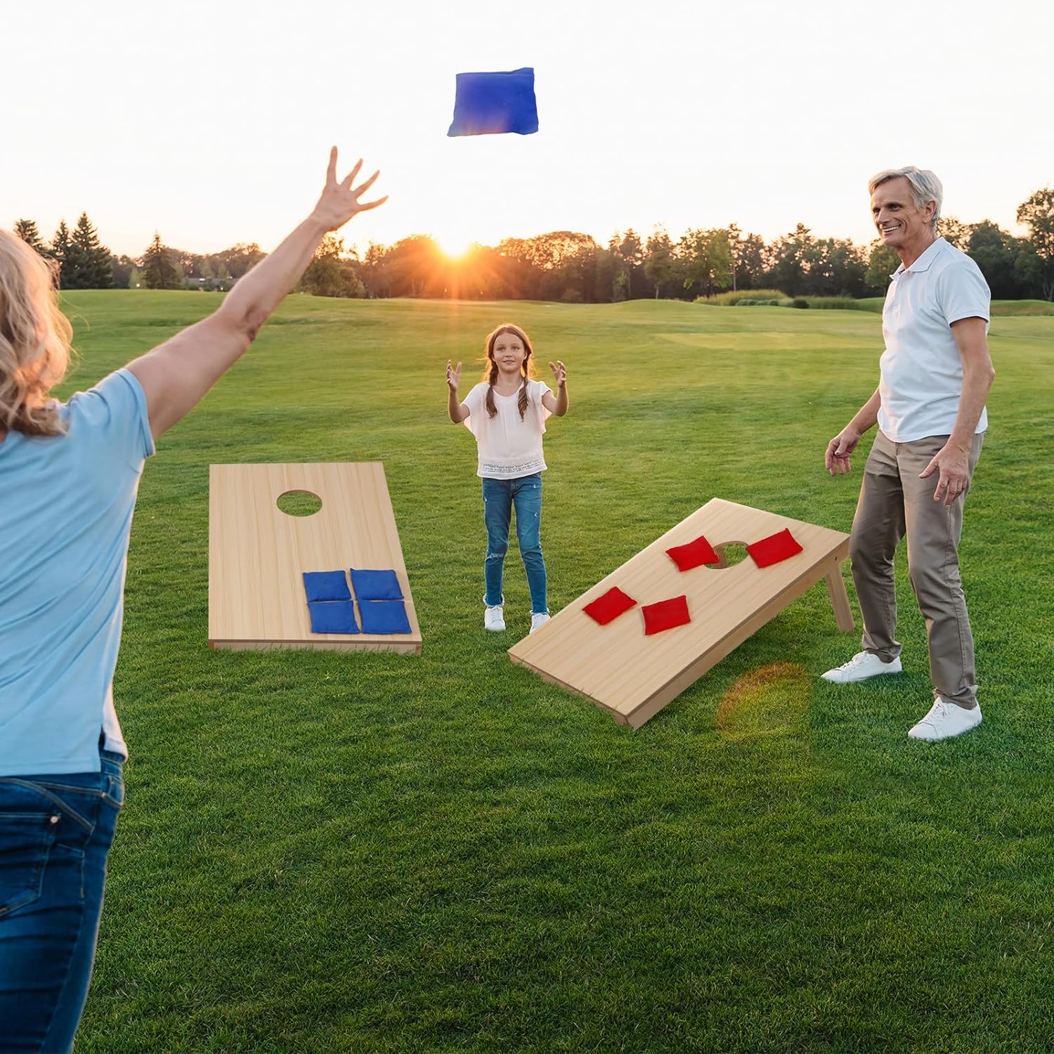 ZENY Portable Cornhole Set Regulation Size Outdoor Yard Cornhole Game 2 Wooden Cornhole Boards 8 Corn Hole Toss Bags with Travel Carrying Bag