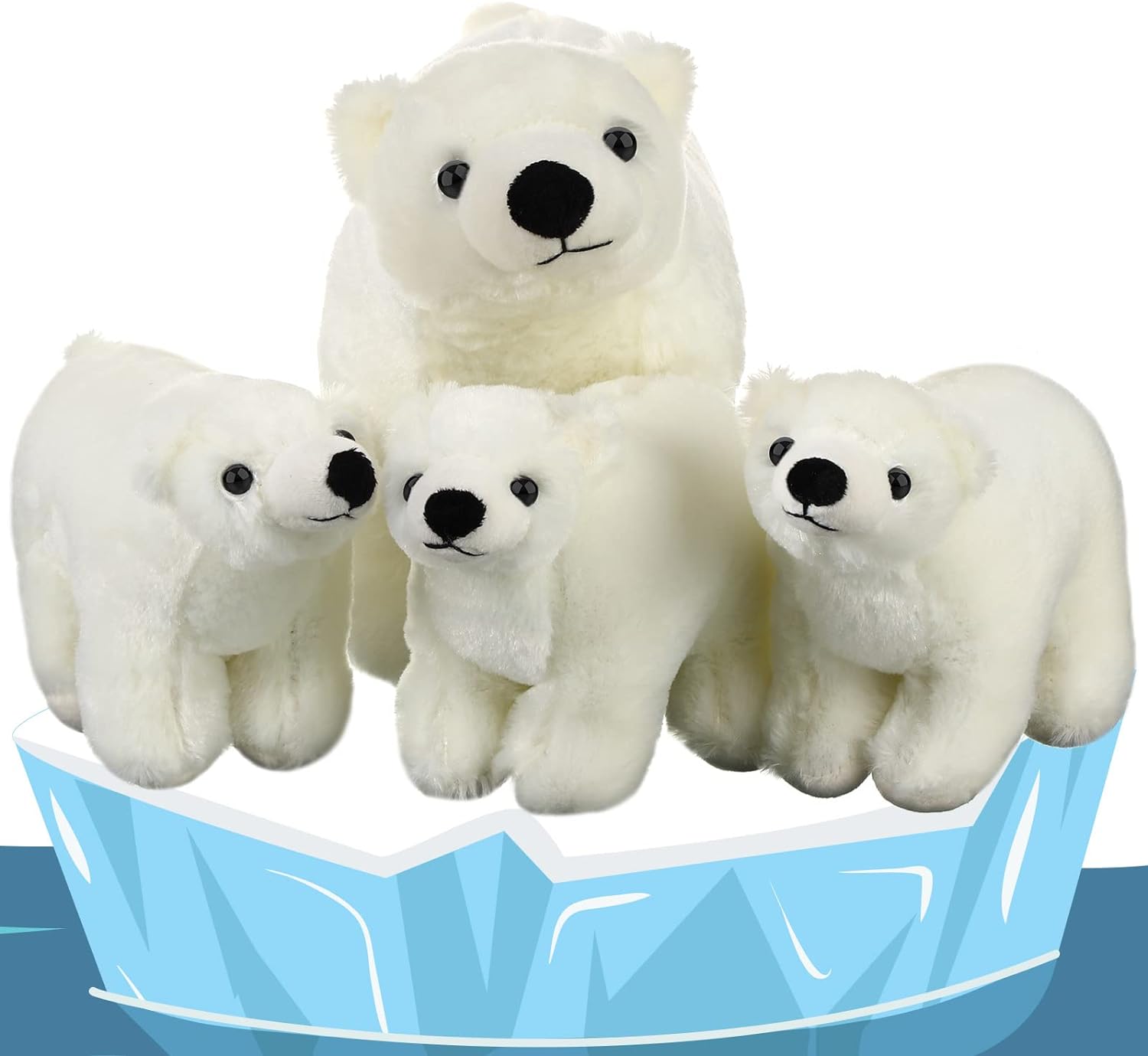 Zubebe 4 Pcs Polar Bear Stuffed Animal Set Large White Stuffed Bear Soft Polar Bear Plush Toy Cuddly Bear Gifts for Boys Girls Christmas Birthday Decoration (Polar Bear Style)