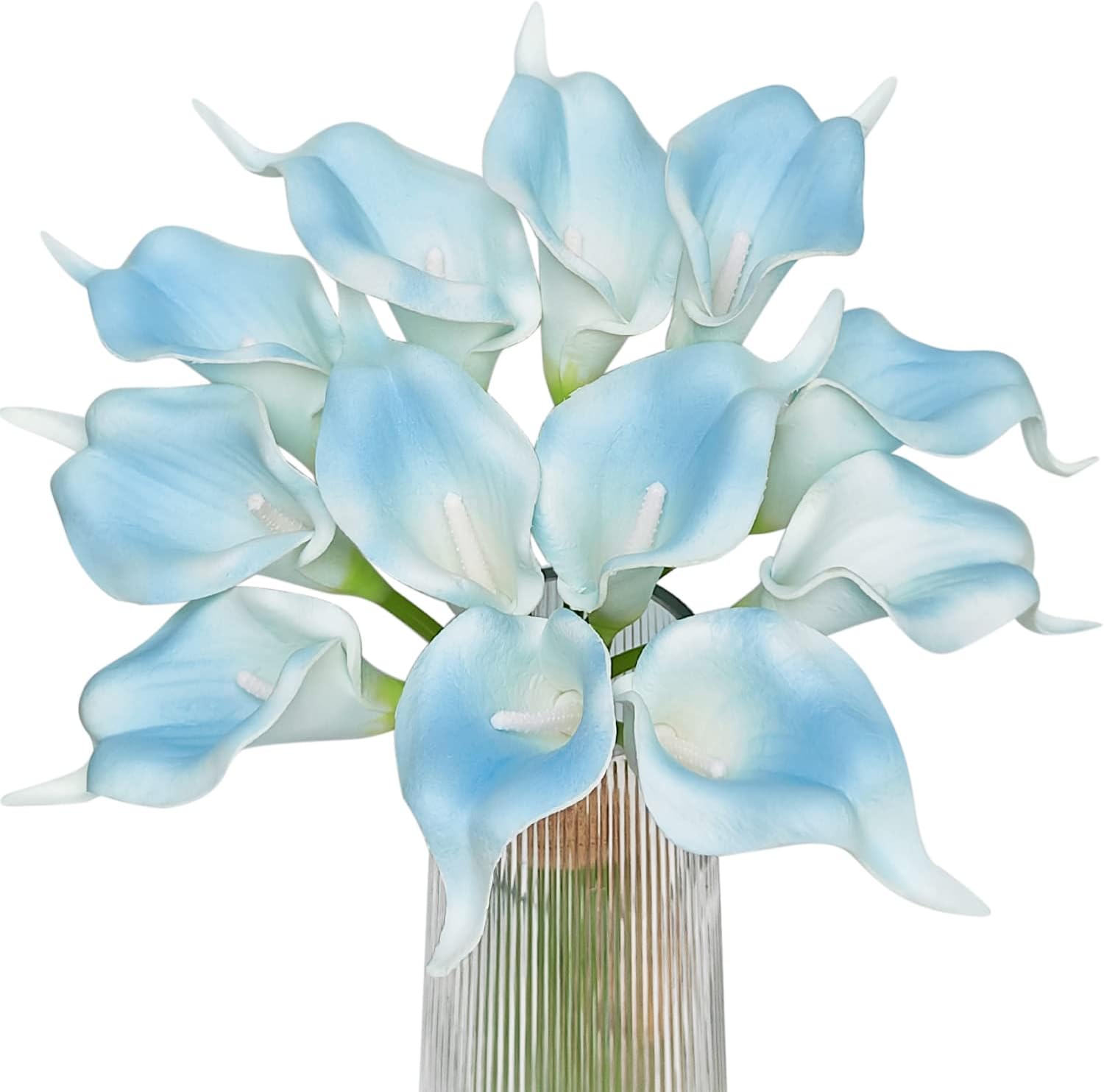 Letjolt Artificial Calla Lily Blue Flowers for Wedding Bouquet Klein Blue Flower 12Pcs Home Decoration Faux Calla Lilies Flower, Light Blue