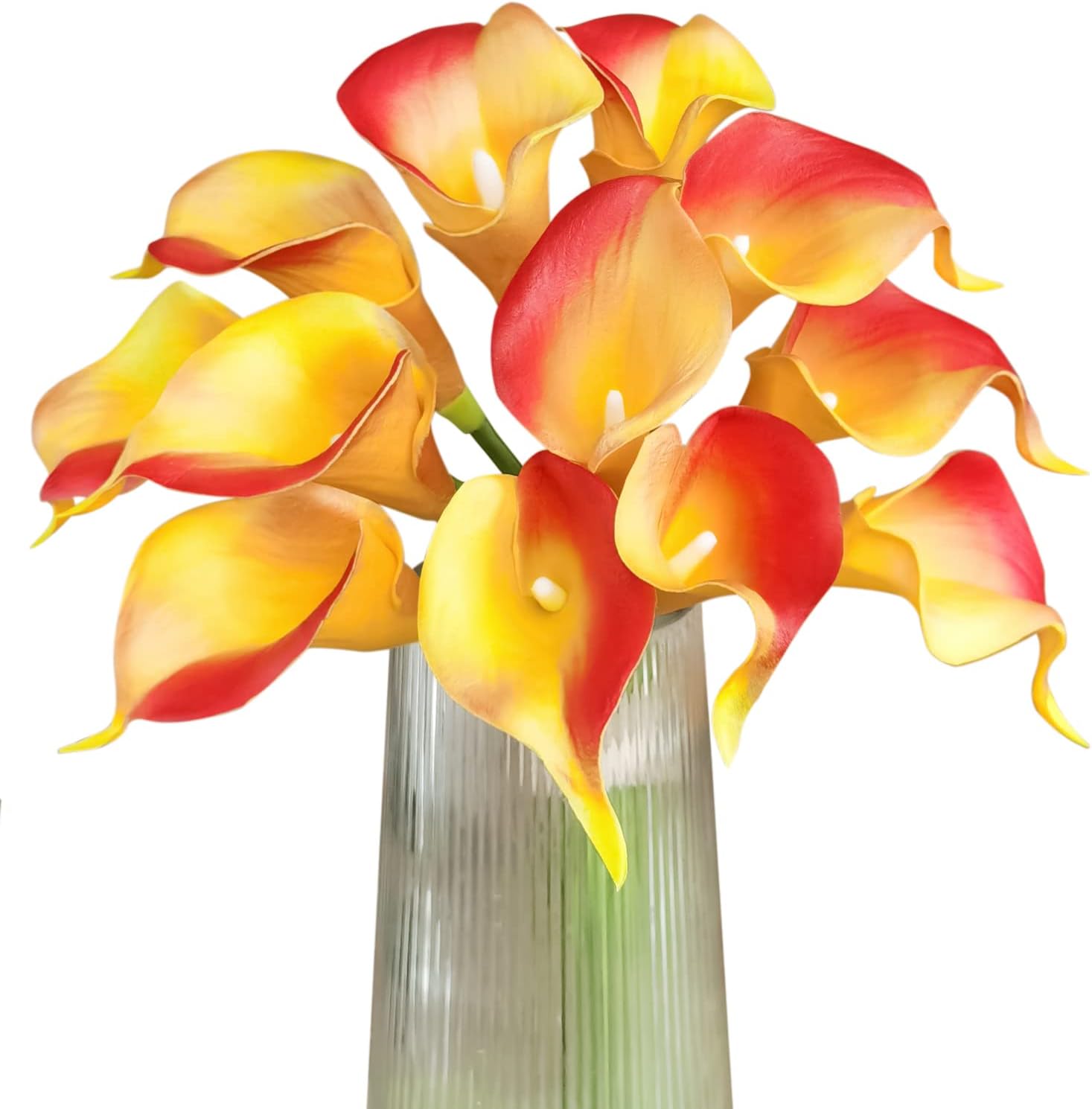 Letjolt Artificial Calla Lily Flowers Wedding Bouquet Flower Decor Yellow Flower 12Pcs Home Decoration Faux Calla Lilies Flower, Red Yellow