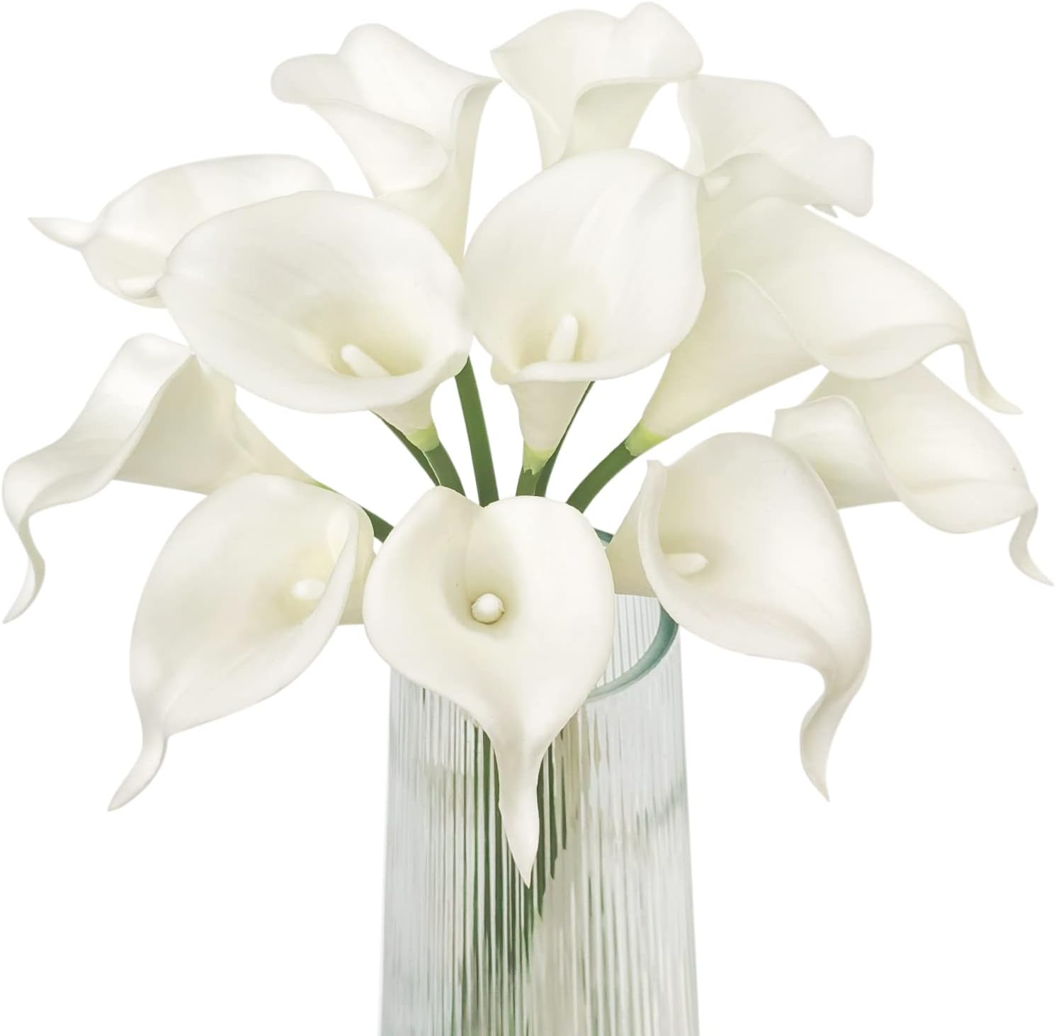 Letjolt White Calla Lily 12Pcs Artificial Flowers Bouquet for Wedding Bride Shower Blessing Gift Home Decoration Faux Calla Lilies Flower, White