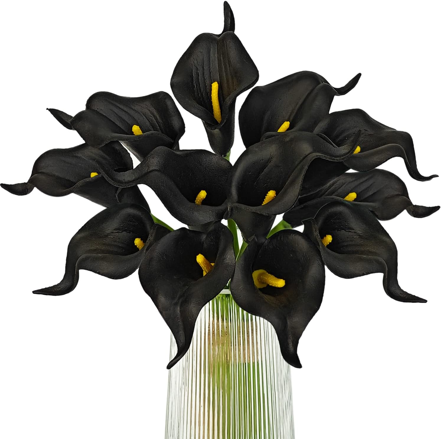 Letjolt Artificial Calla Lily Black Flowers for Wedding Bouquet Klein Blue Flower 12Pcs Home Decoration Faux Calla Lilies Flower, Black