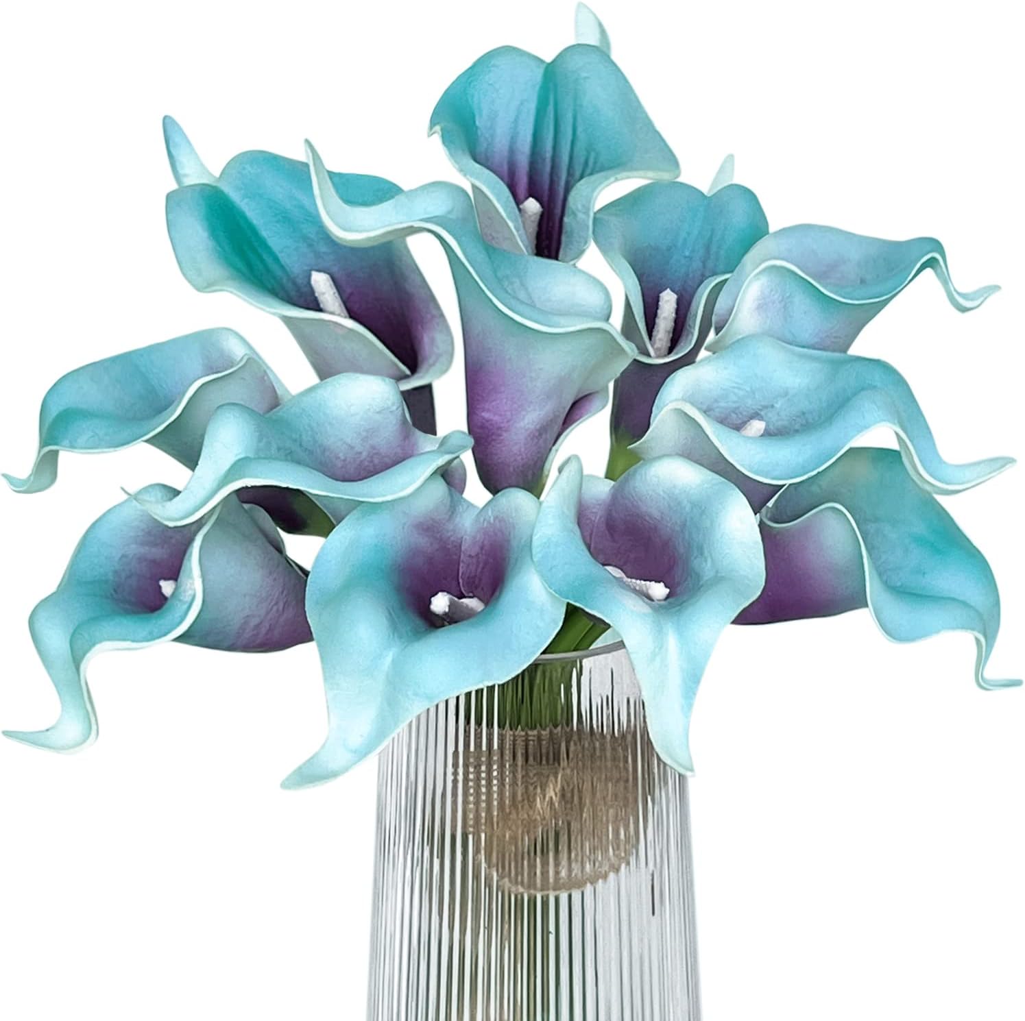 Letjolt Artificial Calla Lily Flowers for Wedding Bouquet Klein Blue Flower 12Pcs Home Decoration Faux Calla Lilies Flower, Purple Blue