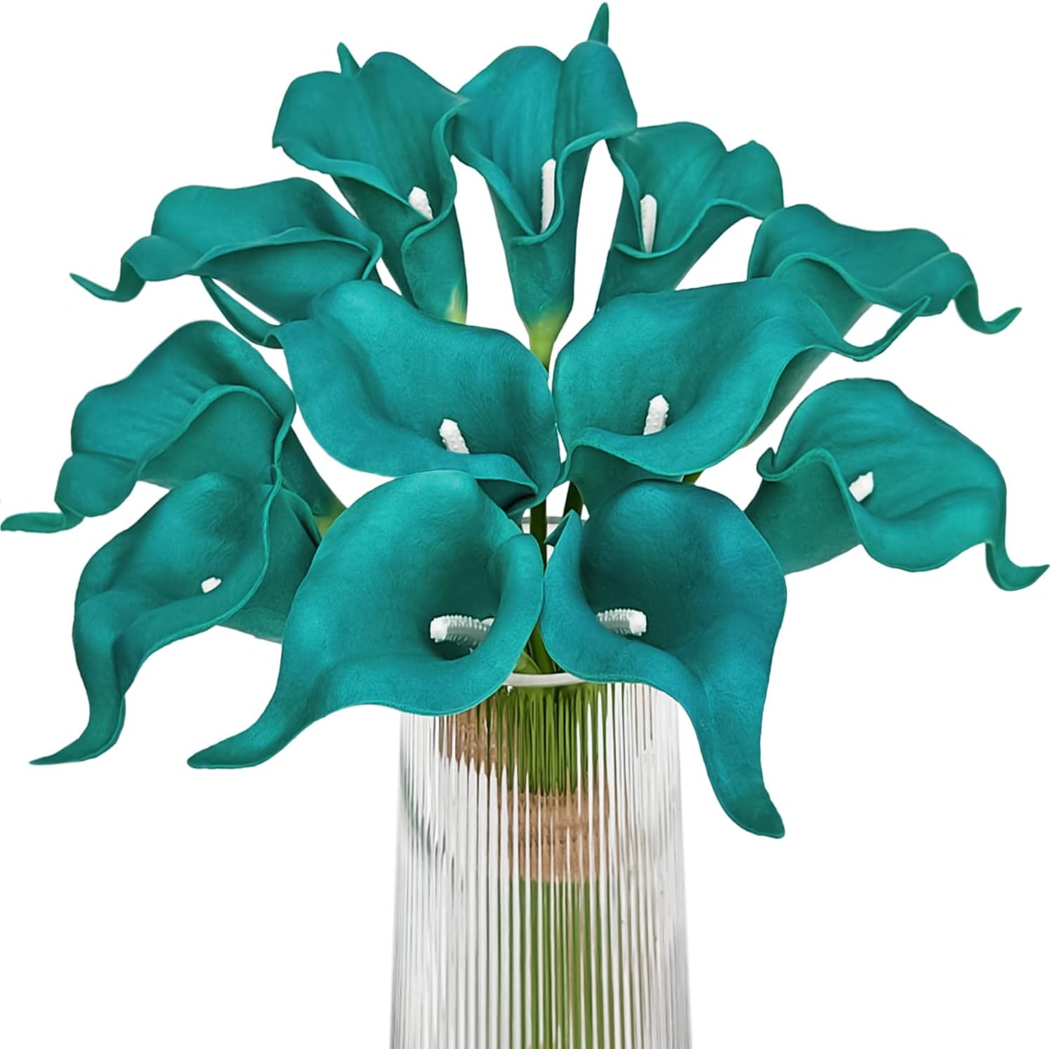 Letjolt Artificial Calla Lily Teal Flowers for Wedding Bouquet Klein Blue Flower 12Pcs Home Decoration Faux Calla Lilies Flower, Teal Blue