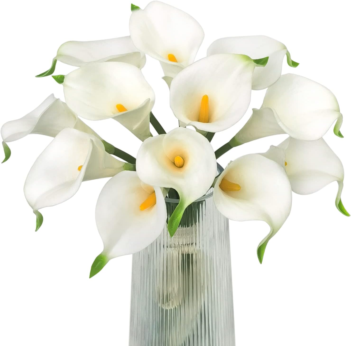 Letjolt Artificial Calla Lily White Flowers 12Pcs Fake Flower Bouquet for Home Decoration Wedding Party Decor, Yellow White