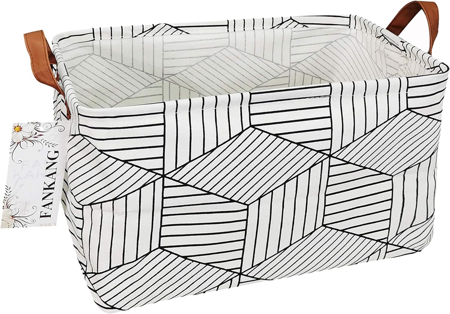  FANKANG Storage Basket,Nursery Hamper Canvas Laundry Basket Foldable with Waterproof PE Coating Storage, Office, Bedroom, Clothes,Toys (L, REC-Diamond) 