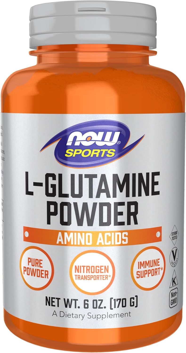 NOW Sports Nutrition, L-Glutamine Pure Powder, Nitrogen Transporter*, Amino Acid, 6-Ounce