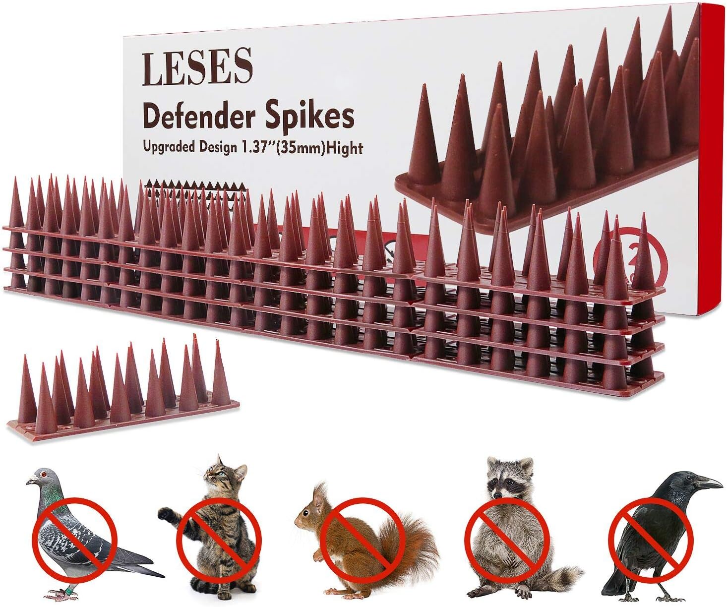 LESES Bird Spike Pigeons Spikes Raccoon Spikes Cat Spikes Outdoor Plastic Security Fence Spikes of 12 Pack [16.5 FT]