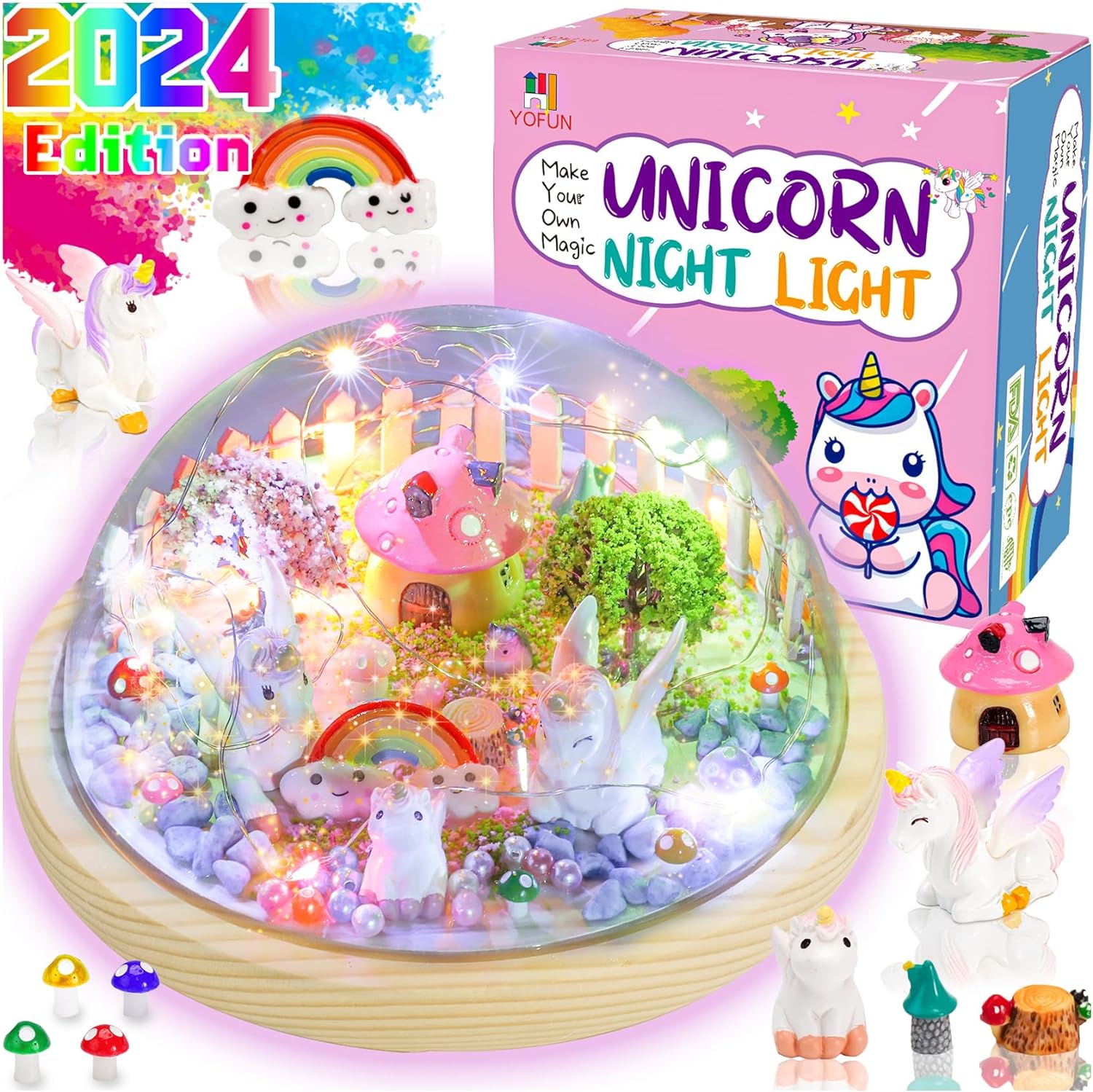 AOKESI Unicorns Gifts for Girls - Unicorn Crafts for Kids,Make Your Unicorn Night Lights Kit with Rainbow Fairy Lights,Gifts for 5 6 7 8 9 Year Old Girls,Unicorn Toys for Girl, Bedroom Decor