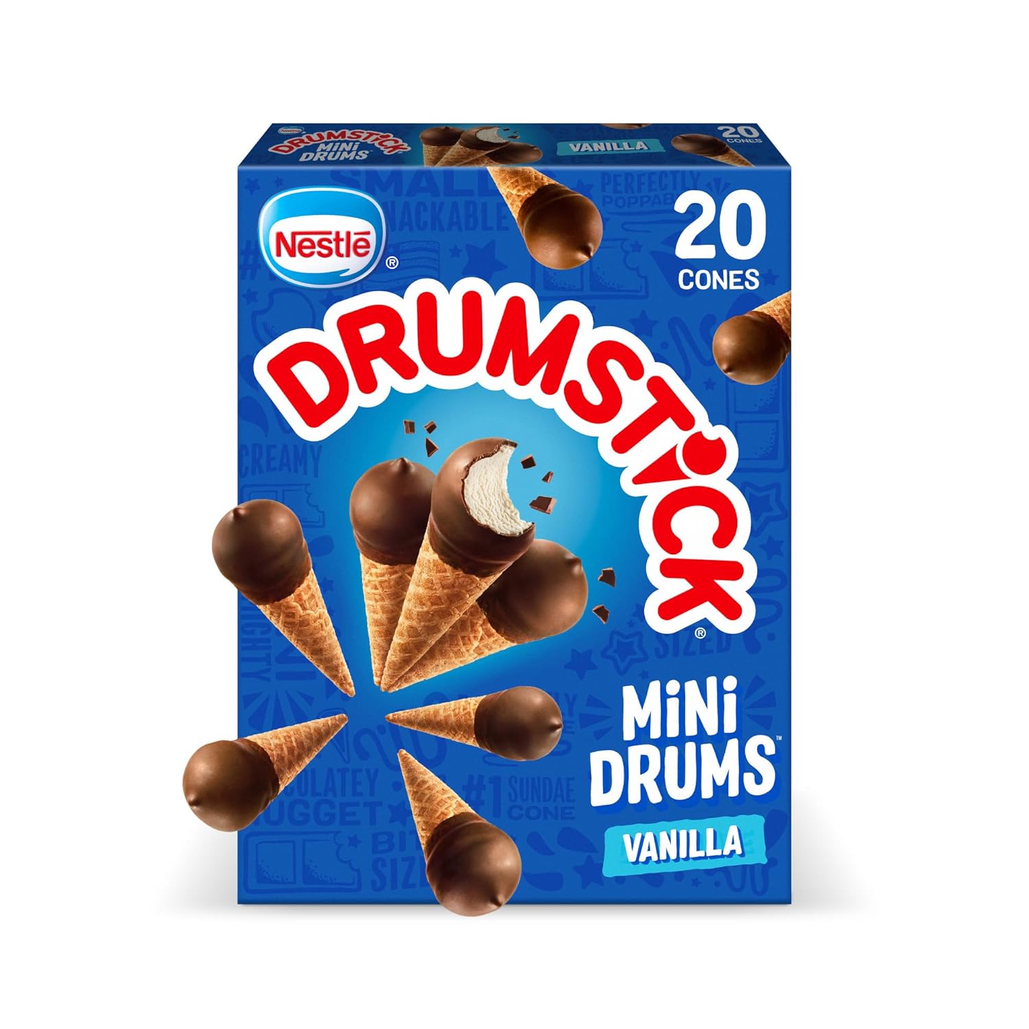 Drumstick Mini Drums, Simply Dipped Vanilla , 20 Count (Frozen)