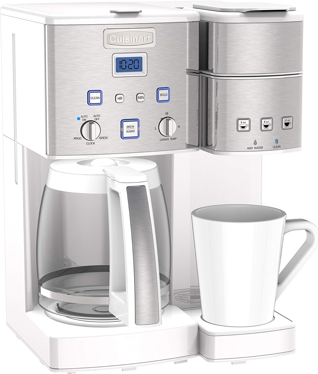 Cuisinart SS-15W Maker Coffee Center 12-Cup Coffeemaker and Single-Serve Brewer, White Stainless Steel