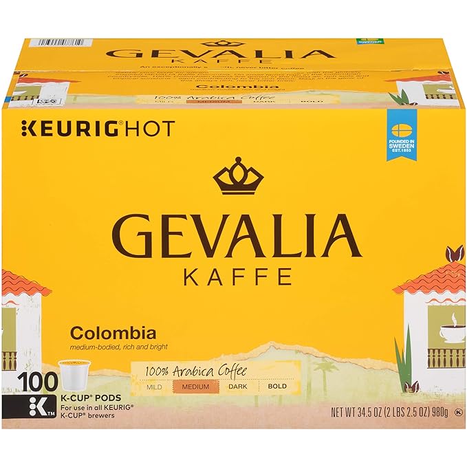 Gevalia Colombia Medium Roast K-Cup Coffee Pods, 100 ct Box