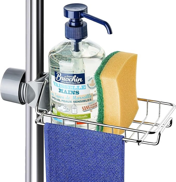 PARACITY Sponge Holder for Kitchen Sink, Over Faucet Kitchen Sink Organizer, Stainless Steel Sink Caddy with Towel Rack, Faucet Rack for Kitchen Sink only Available for 0.75-1.1 in