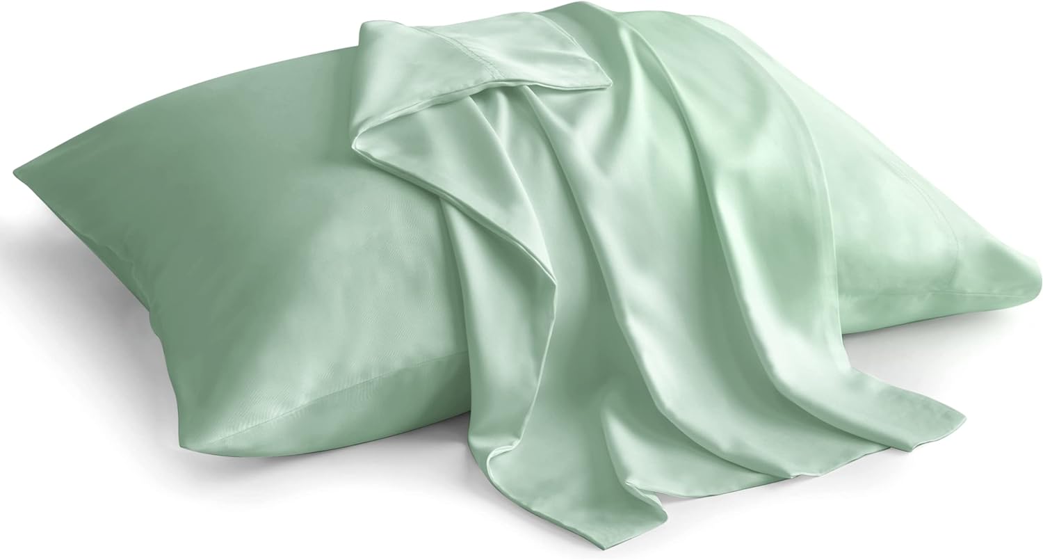 BEDELITE Pillow Cases Queen Size Set of 2, Rayon Derived from Bamboo, Cooling Pillow Cases for Hot Sleepers & Night Sweats, Breathable and Silky Soft Envelope Pillowcases(Sage Green, 20x30)