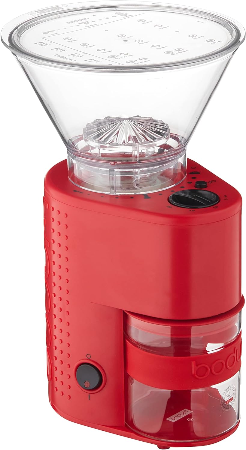 bodum Bistro Burr Coffee Grinder, 12-Inch, Red