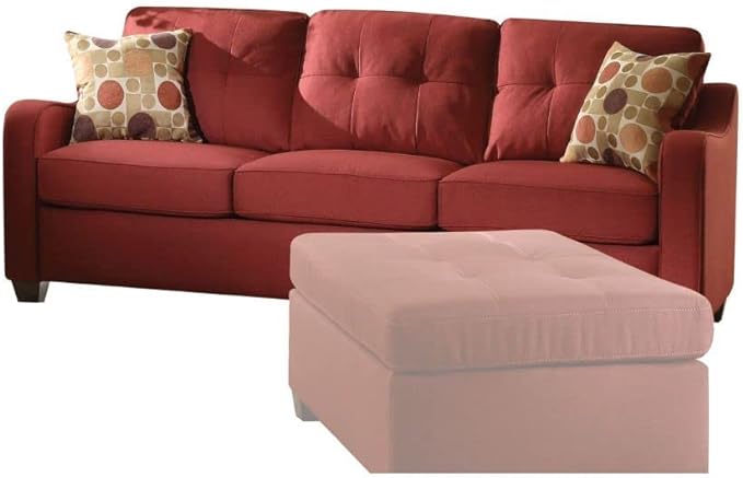 Acme Cleavon II Linen Fabric Tufted Sofa in Red