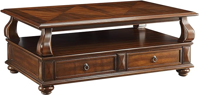 Acme Amado Rectangular 4-Drawer Wooden Coffee Table with Open Shelf in Walnut