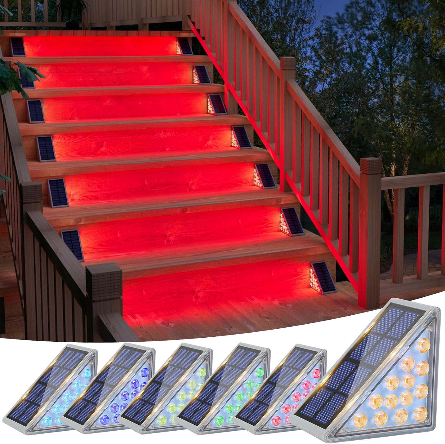 The VOLISUN Solar Stair Lights feature a sleek and modern design, blending well with various outdoor decors. The compact size ensures they are not obtrusive, making them ideal for staircases. The option of 7 fixed colors adds a vibrant touch, allowing for customization according to preferences or occasions. These solar-powered lights are environmentally friendly and cost-efficient. They harness solar energy effectively, even on cloudy days, providing consistent lighting throughout the night. The