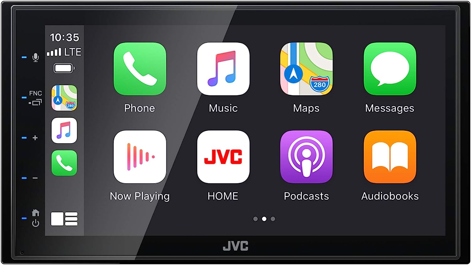 JVC KW-M560BT Apple CarPlay Android Auto Multimedia Player w/ 6.8 Capacitive Touchscreen, Bluetooth Audio and Hands Free Calling, MP3 Player, Double DIN, 13-Band EQ, SiriusXM, AM/FM Car Radio