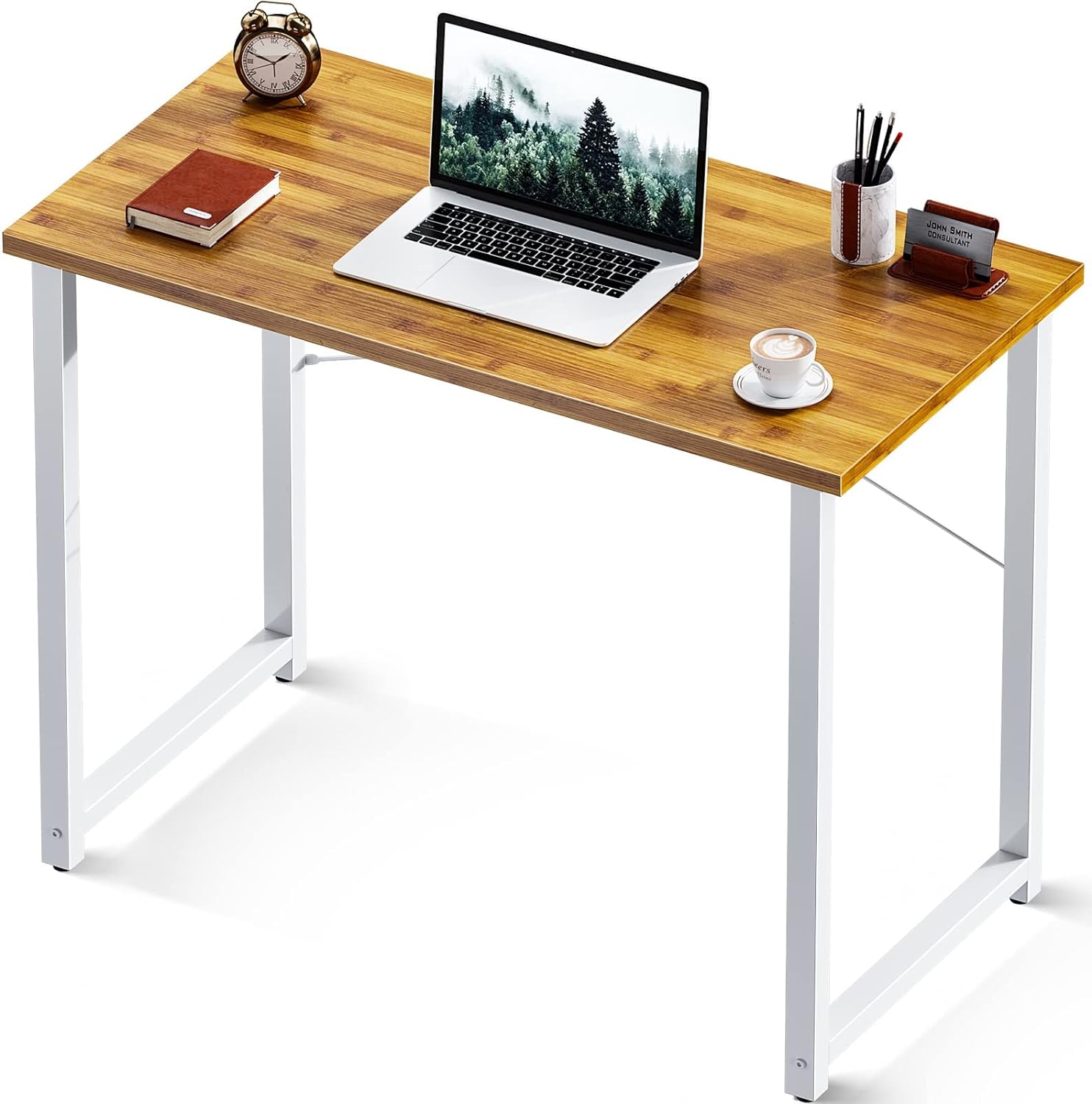 Coleshome 31 Inch Computer Desk, Modern Simple Style Desk for Home Office, Study Student Writing Desk,Bamboo