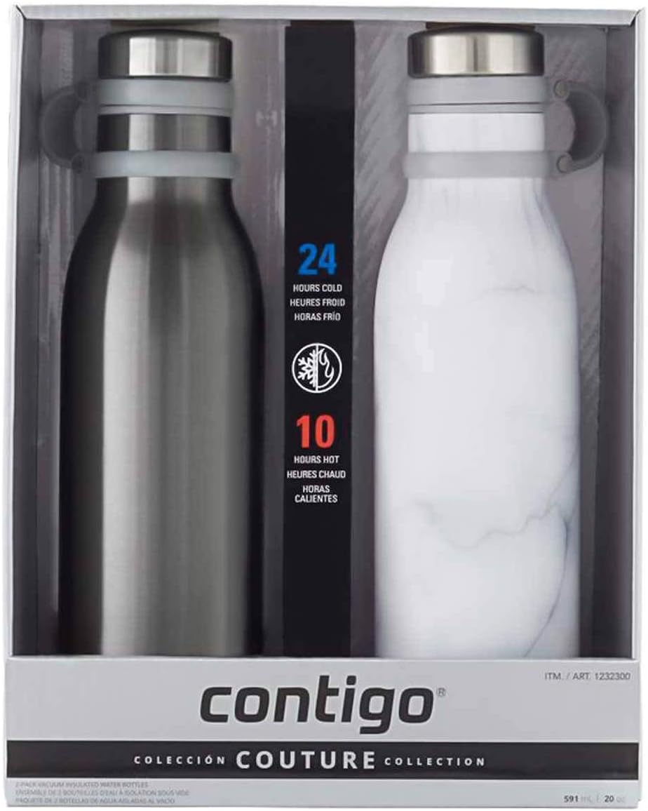  Couture THERMALOCK Vacuum-Insulated Stainless Steel Water Bottle, 20 ounces 2 Pack 2 Colors 