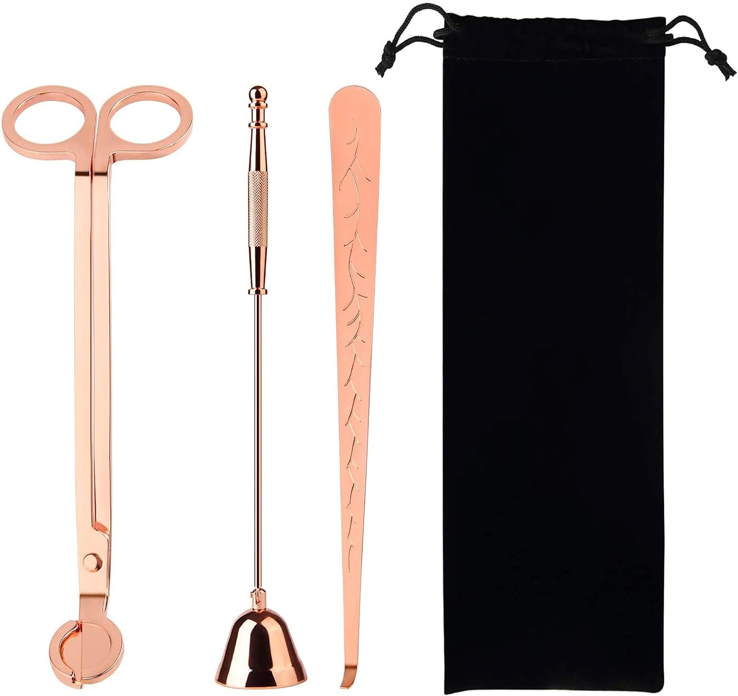 Candle Accessory Set, Candle Wick TrimmerCandle Cutter, Candle Snuffer, 3 in 1 Candle Care Kit (Rose Gold)