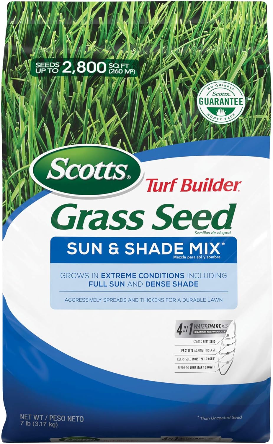  Scotts Turf Builder Grass Seed Sun & Shade Mix, Grows in Extreme Conditions & Spreads for a Durable Lawn, 7 lbs. 