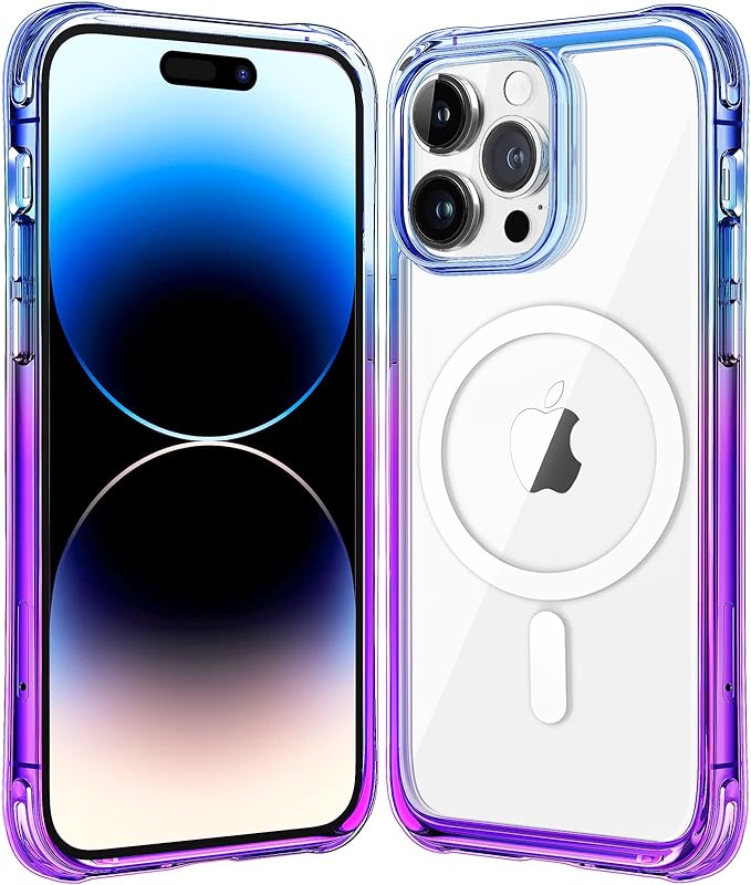 Mkeke Strong Magnetic for iPhone 14 Pro Max Case Compatible with Magsafe Gradient Purple Blue Case Non Yellowing Shockproof Case for iPhone 14 Pro Max 6.7 inch 2022