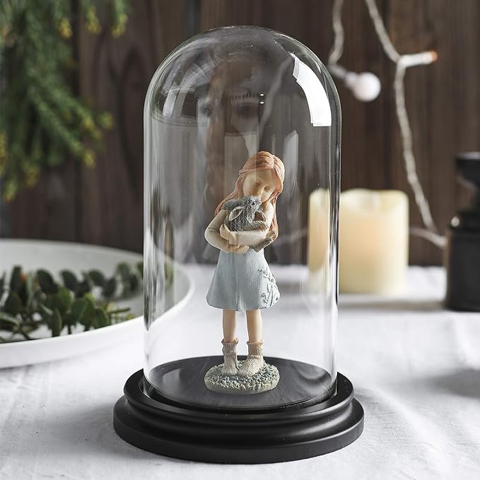 WHOLE HOUSEWARES | Decorative Clear Glass Dome | Cloche Glass Dome for DIY Snow Globes | Tabletop Centerpiece | Cloche Bell Jar Display Case | Black MDF Base, 5.7 D X 6.5 H