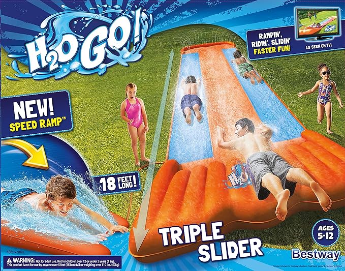 H2OGO! Triple Water Slide w/ Speed Ramp