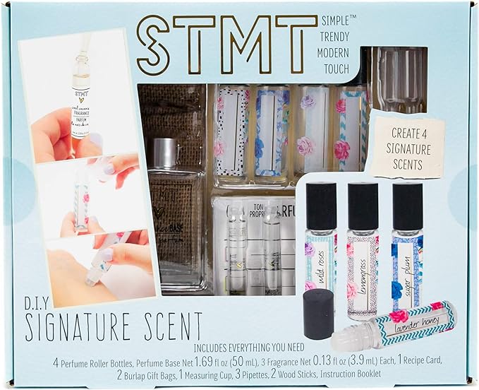 STMT DIY Signature Scent Art & Craft Kit by Horizon Group USA, Mix & Make 4 Signature Perfume Scents - Vanilla Bean, Lavender Flower & Cool Coconut