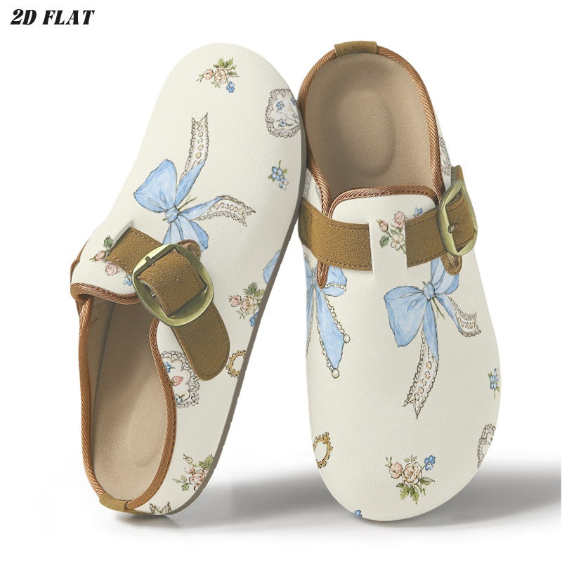 Women's printed buckle clogs, product mockup 2