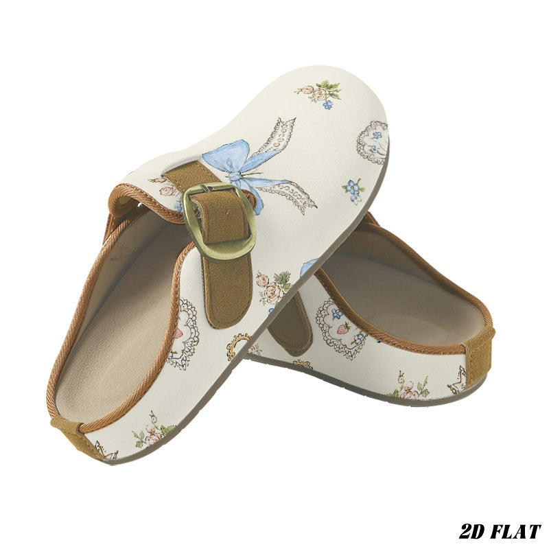 Women's printed buckle clogs, product mockup 4