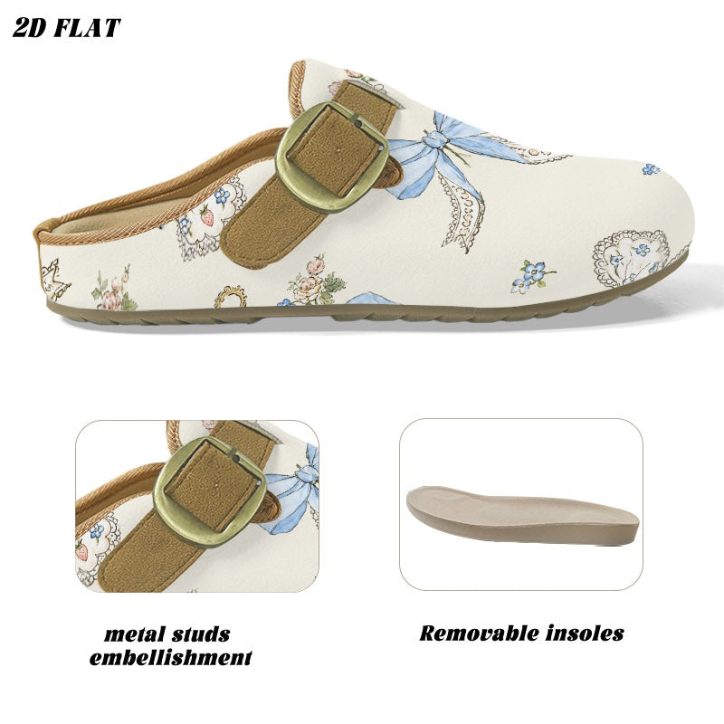 Women's printed buckle clogs, product mockup 5