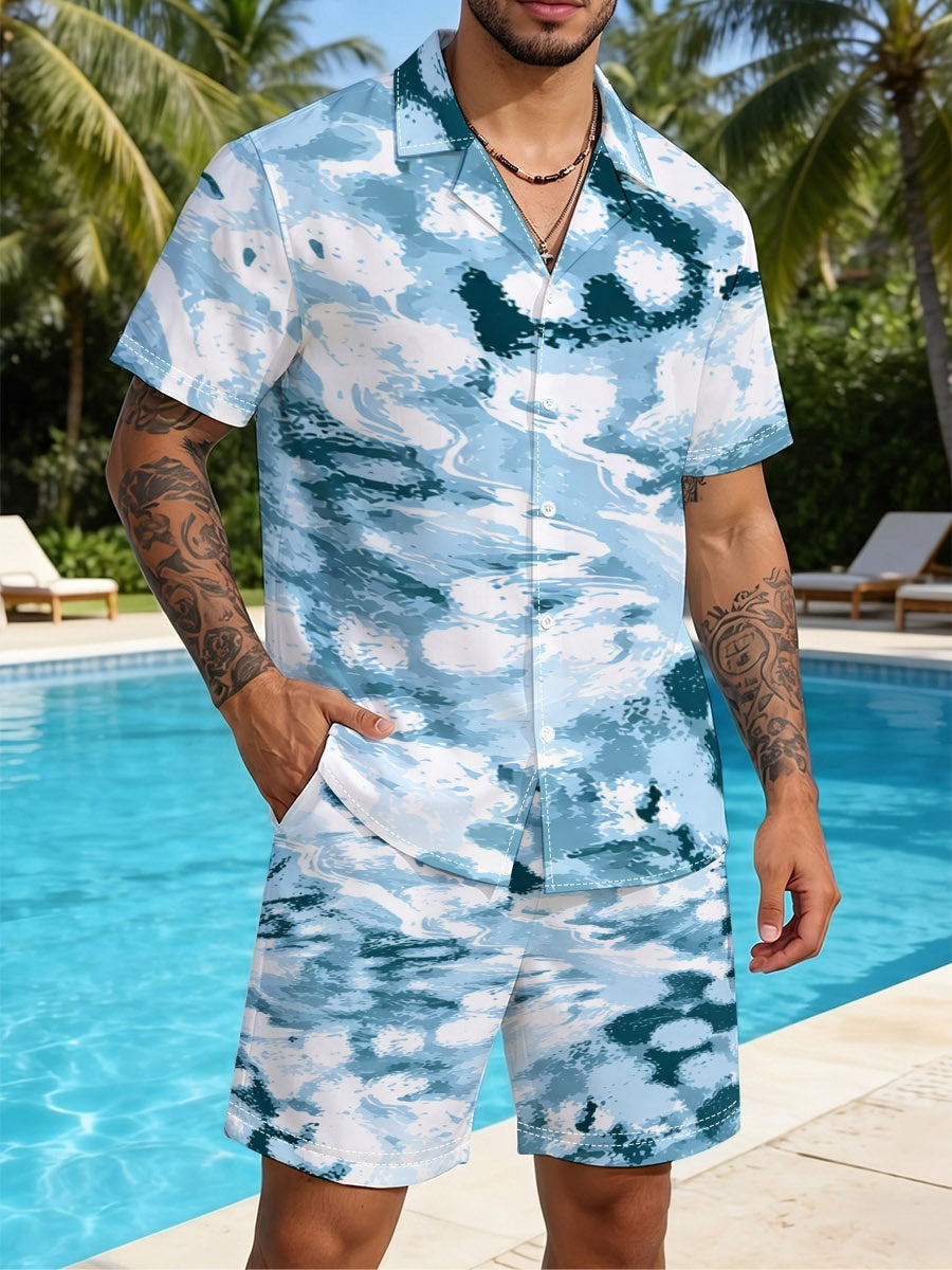 Men's All-Over Print Stretch Shirt & Shorts Set | 120 GSM