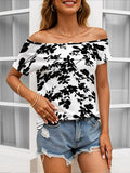 Women's All-Over Print Wide-Neck Off-Shoulder T-Shirt | 160 GSM
