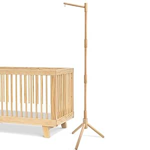 Floor Standing Crib Mobile Arm - 57.8 Inch Mobile Arm for Crib - 100% Beech Wood - Movable Baby Mobile Hanger with Strong Anti-Dumping Attachment - Adjustable Height - Easy Assembly - Nursery Decor