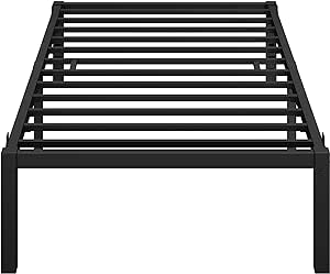 Yaheetech 14 Inch Twin Size Bed Frame Durable Metal Platform with Heavy Duty Steel Support Easy Assembly Non-Slip Mattress Foundation with Underbed Storage No Box Spring Needed Black Twin