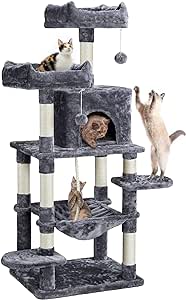 Yaheetech 59 inches Cat Tree Cat Tower with Cat Scratching Posts, Large Play House Climber Activity Center with Condo and Anti-Dump Device for Kitten, Cat, Pet