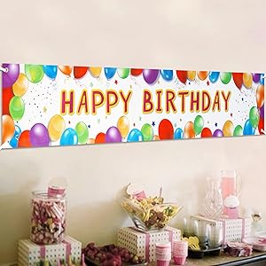 Birthday Banner Happy Birthday Sign Huge Balloon Banner Decorations Spring Birthday Supplies Colorful Fence Outdoor Giant Sign Photo Prop Backdrop Outside Birthday Decoration 6 Feet