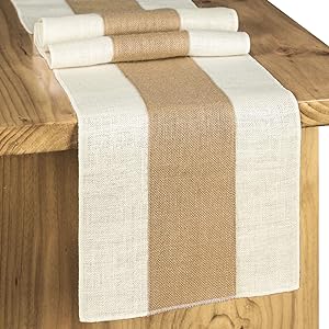 Letjolt Burlap Table Runner Rustic Table Runner Farmhouse Table Decor Macrame Table Runner Jute Woven Fabric, Light Colour Edge 12x72 Inches