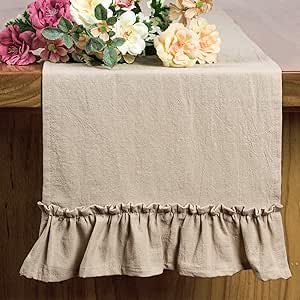 Letjolt Rustic Table Runner Farmhouse Table Runner Cotton Fabric Table Runner Wedding Baby Shower Home Kitchen, Natural 12x72 Inches