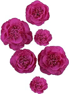 Letjolt ROSEO Paper Flower 6Pcs Hot Pink Party Decorations for Birthday Backdrop Wedding Party Baby Shower Bridal Shower Nursery Wall