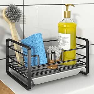 Godboat Sponge Holder for Kitchen Sink, Non-Slip Sink Caddy, Compact Sponge Holder, Kitchen Sink Organizer, Kitchen Gadgets and Kitchen Organization for RV & Camping, Gifts for Women and Men